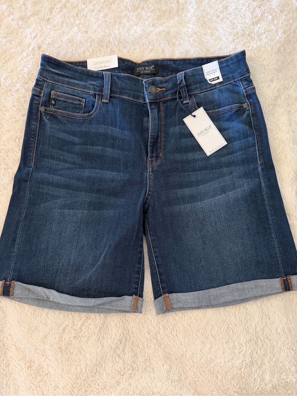 NWT Judy Blue | Dark Indigo Cuffed Denim Bermuda Shorts | Size XL